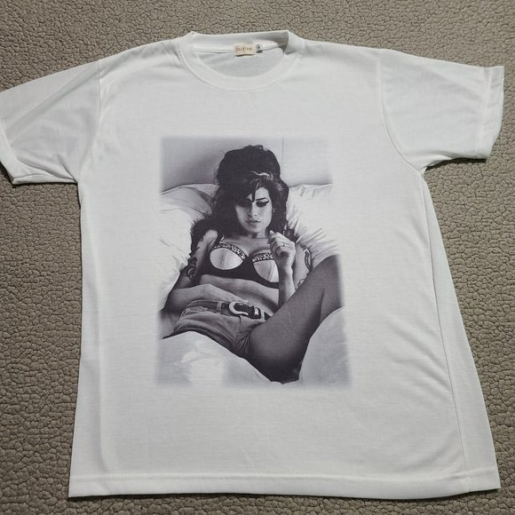 Amy Winehouse Other - Amy Winehouse Unisex White Graphic Shirt Size Large